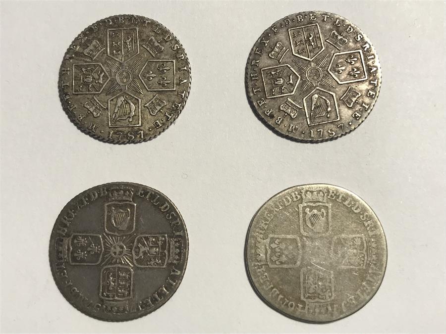 4 x Silver Coins including George II and George III - Image 2 of 2