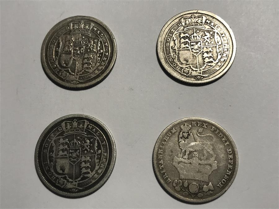 3 x Silver Coins of George III and a George IV. - Image 2 of 2