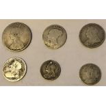 6 x Silver Coins to Include Victoria