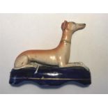 Stafforshdhire Porcelain Mid-Nineteenth Century Greyhound Inkwell