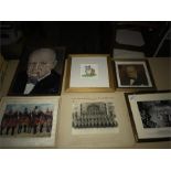 6 x Pictures including Churchill Oil On Board