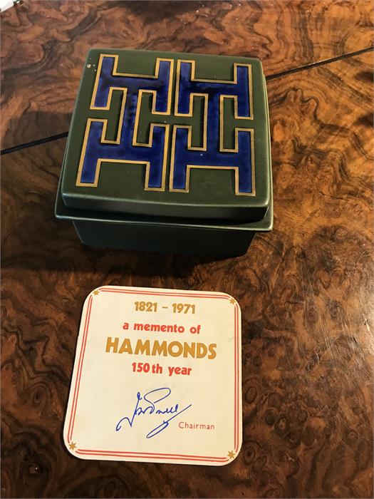 Rare Hornsea Pottery Enamelled Hammonds Box 1971 With Original Card