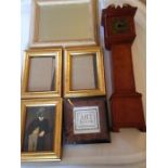 Four Modern Picture Frames, A mirror and a Grandfather Clock.
