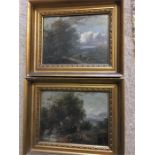 Pair 19th c oil on panel landscapes 14.5 x 19.5 cms