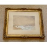 Watercolour seascape "Beaumaris" by L Rowbotham 21.5 x 31.5 cm