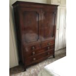 Mid 19th c mahogany press 2 doors over 4 drawers