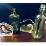 Glassware inc. T G Straker of Beverley bottle, a Mats Jonasson paperweight etc.