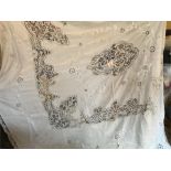 Large embroidered linen bedspread.