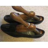 Pair vintage leather ladies shoes with wooden trees