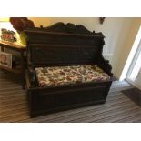 Well carved continental oak settle 128 w x 115 h