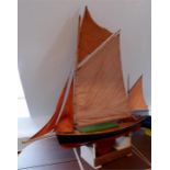 Good quality Clinker built pond yacht with sails and rigging a lead hull