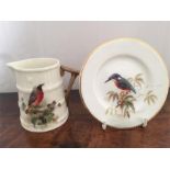 Royal Worcester Kingfisher Plate & Redstart Jug