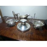 Silver inc. 2 creamers, inkwell, toast rack etc.