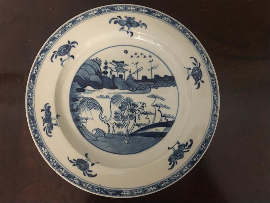 Bow porcelain blue and white plate c1770