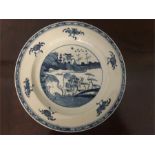 Bow porcelain blue and white plate c1770