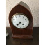 Mahogany mantle clock with French movement striking on a gong