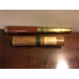 Wood and brass 3 drawer telescope in shagreen case