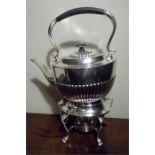 Walker and Hall Sheffield silver spirit kettle with stand and burner 1908
