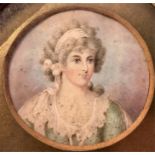 Fine quality portrait miniature on ivory inscribed to the back Lady Lovell by R Cosway.