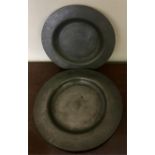 Two London pewter plates one with touch William Wright