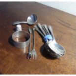 Various silver inc. 2 fruit spoons, caddy spoon etc.