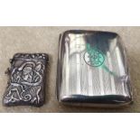 Silver cigarette case and vesta marked .925 sterling.