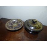 Alan Caiger Smith plate Aldermarston and a St. Ives dish poss. M Cardew