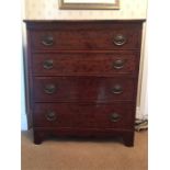 19thC Burr Wood Chest of Drawers