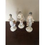 Three continental porcelain figures poss. Sitzendorf c1900