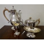 Superb quality silver four piece tea service with bright cut engraving C J Vanders 1969