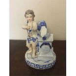 Continental porcelain figure of Cupid 19cms high