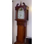 19th C 8 day long case clock enamel dial by G. Cade, Market Weighton.