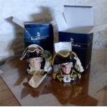 Three Royal Doulton toby jugs Lord Nelson, Capt. Bligh both boxed and another