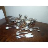 Quantity of silver inc. condiment sets etc. 17 ozt