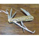 Good quality vintage staghorn multipurpose pocket knife