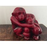 Royal Doulton Flambé Mother & Baby Monkey Group