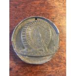 Unusual lead medal depicting Holborn Restaurant and The Ferris Wheel