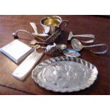 Selection of silver and plate inc. spoons, art nouveau dish etc.