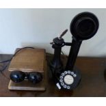 Vintage GPO candlestick Bakelite telephone restored and fully working