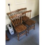 Set of 4 19th c elm dining chairs