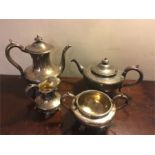 Four piece silver tea service London 1838 J & J Angell