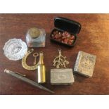 Miscellany inc. snuff box, inkwell, pencil etc.