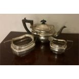 Three piece silver tea service Birmingham 1907 S Blankensee & Sons