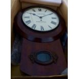 A 19th c mahogany drop dial wall clock with 8 day fusée movement by J Mayer Newcastle