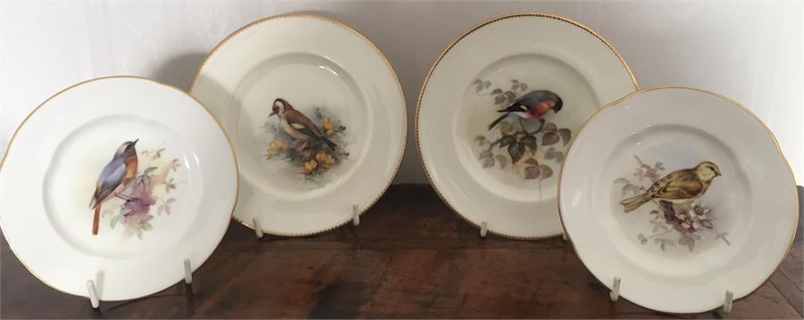 Four Bird Decorated Royal Worcester Plates