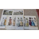 Collection of 19th c fashion plates and prints x 19
