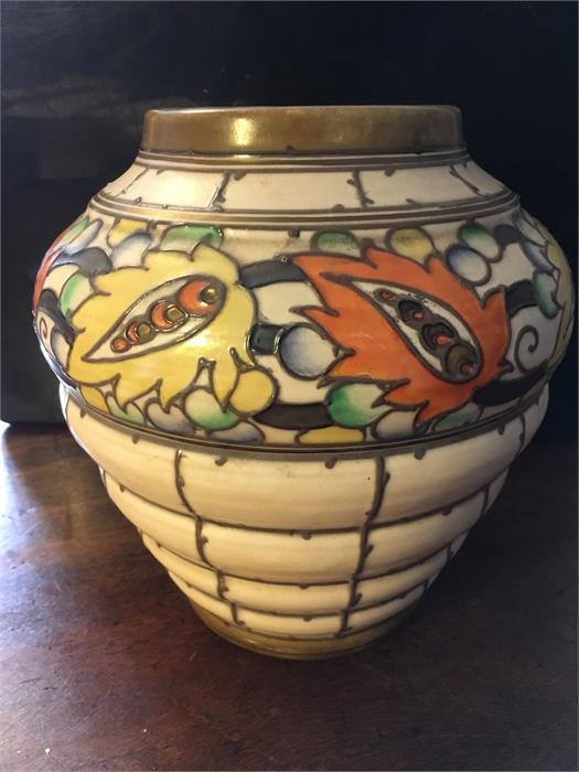 Charlotte Rhead tube lined vase 19cm high