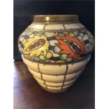 Charlotte Rhead tube lined vase 19cm high