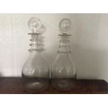 Pair Georgian Ring Necked Decanters