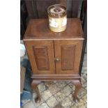 Edwardian oak smokers cabinet on cabriole legs